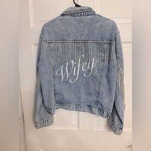 David’s Bridal Bling Jean Jacket- Wifey Size XL